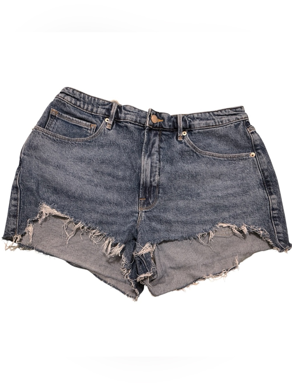 GOOD AMERICAN Blue Denim Distressed Shorts Size 10/30